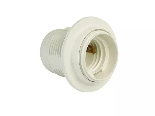 Патрон Е27 пластиковый с кольцом, термостойкий пластик, белый (SBE-LHP-sr-E27)