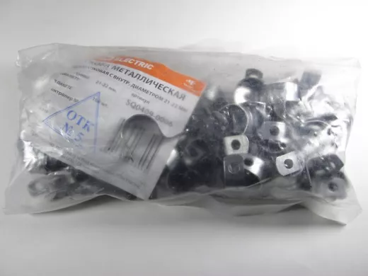 Скоба (клипса) металлическая однолапковая с внутр. d 21-22 мм (100шт) TDM SQ0409-0006