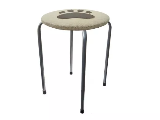 Табурет универсальный "TABURETTO-16308" круглое сиденье, серебристые ножки, светлый верх с вышивкой