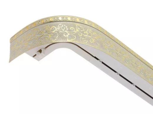 250см карниз КРУЖЕВО ЗОЛОТО БЕЛЫЙ 2х рядный с декор. планкой 70мм в индивид. упаковке. ультракомпакт