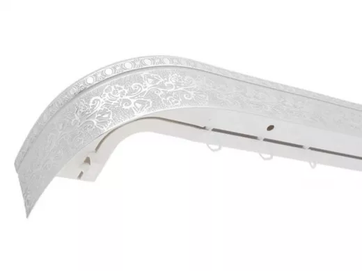 200см карниз КРУЖЕВО СЕРЕБРО БЕЛЫЙ 2х рядный с декор. планкой 70мм в инд. упаковке. ультракомпакт