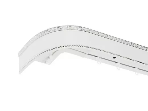 280см карниз ЕСЕНИН СЕРЕБРО 3х рядный с декор. планкой 70мм БЕЛЫЙ ГЛЯНЕЦ. в инд. уп. ультракомпакт