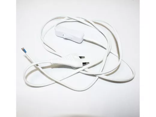 Шнур сетевой L-1,8 м с БРА-выключателем, белый ШВВП 2*0,50мм.кв,