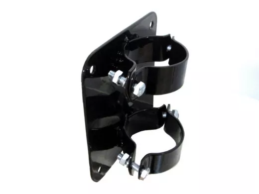 Кронштейн "ПЕРЕХОДНИК 7-50BK" ЧЁРНЫЙ с 2-мя хомутами, 12х12см для крепления на мачте диамет. 50мм