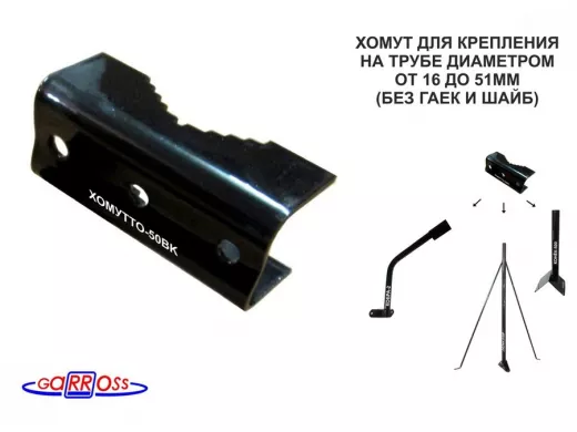 Кронштейн антенный "ХОМУТТО-50BK-17925" для крепления на трубе диаметром от 16 до 51мм, сталь,чёрный