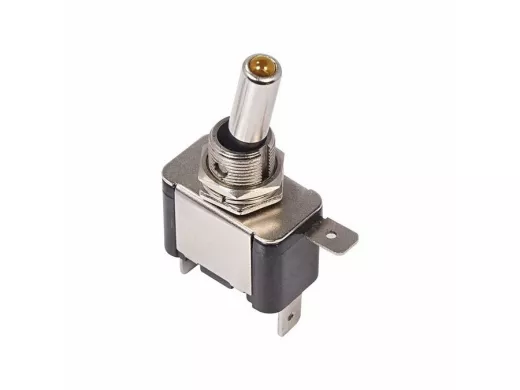 Тумблер 12V 20А (3c) ON-OFF однополюсный  с желтой LED подсветкой  REXANT