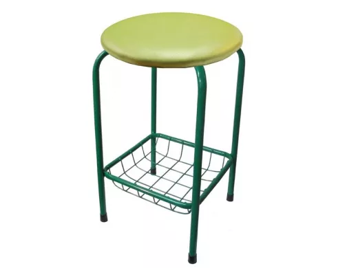 Табурет с подставкой для ног и корзинкой для вещей "TABURETTO-20415" зелёные ножки, жёлтый, экокожа