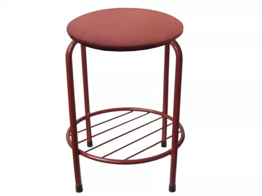 Табурет с подставкой для ног и полкой "TABURETTO-20467" круглое сиденье, красный, красный, ткань