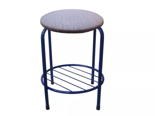 Табурет с подставкой для ног и полкой "TABURETTO-20476" круглое сиденье, синий, синий, ткань
