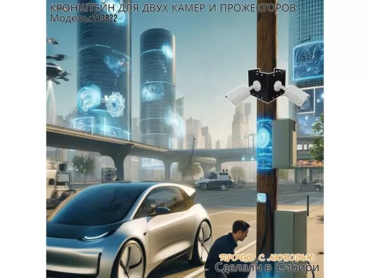 Набор 1 шт. Кронштейн для двух камер и прожекторов на столб черный 