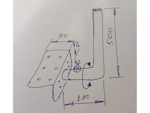Кронштейн антенный на торец крыши, поворотный, вверх 50 см, 9х15см "ТОРЕЦКРЕП-217488" черный, 32мм
