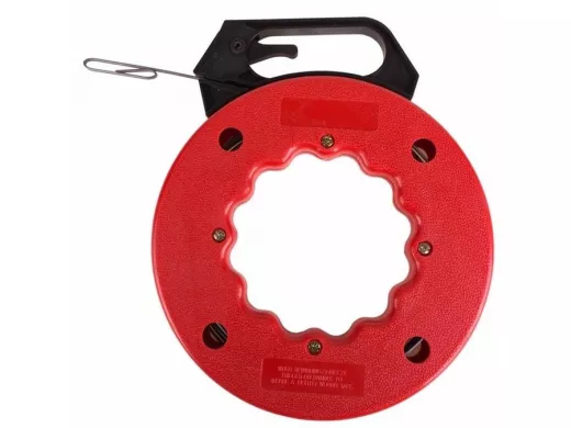 Протяжка кабельная стальная плоская в кассете 15 м REXANT