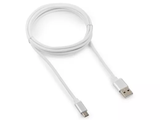 Кабель микро USB (AM/microBM)  1.8 м Cablexpert CC-S-mUSB01W-1.8M, USB 2.0, серия Silver,белый