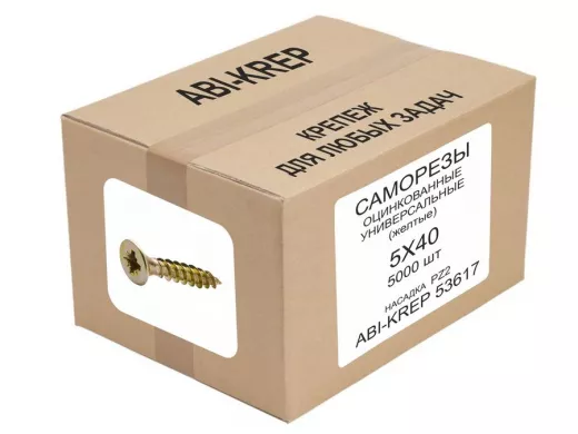 Саморезы универсальные оцинкованные  5х 40 жёлтые (  1шт) "ABI-KREP 53617" Pozi  PZ2 3.416г