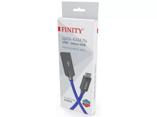 Кабель микро USB (AM/microBM)  1.2 м FINITY FUM-07 Premium Series, круглый, 2.4A,  цвет: синий