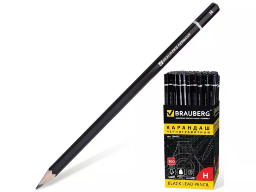 Карандаш чернографитный "BR-75496"  1шт., "Touch line", Н, без резинки, корпус черный, заточен