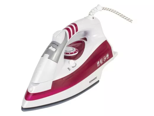 Утюг "BR-78547" SI-218, 2200Вт, керамическое покрытие, паровой удар, бордовый/белый