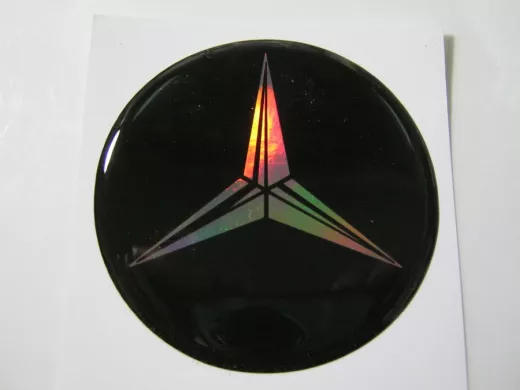 наклейка (объемная) "На колпаки "Mercedes" наружная голограф., (цвет черный), (комп.4шт),диам.6см