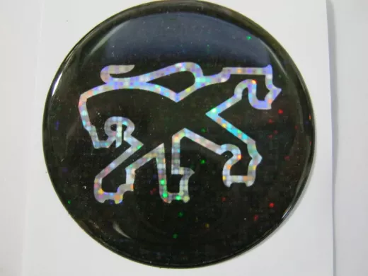 наклейка (объемная) "На колпаки "Peugeot"наружная голограф.,(цвет черный), (комплект 4 шт.),диам.4см